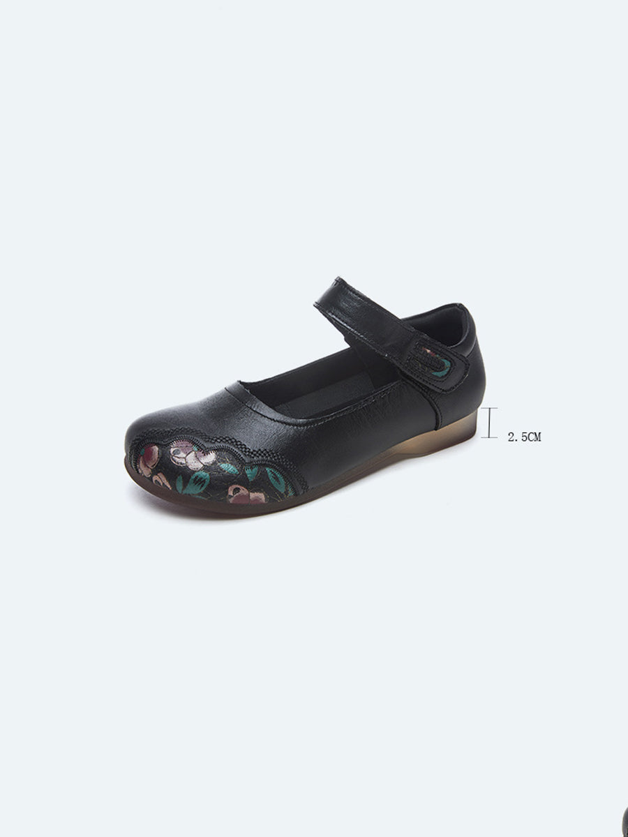 Summer Flower Spliced Leather Shoes Xx1052
