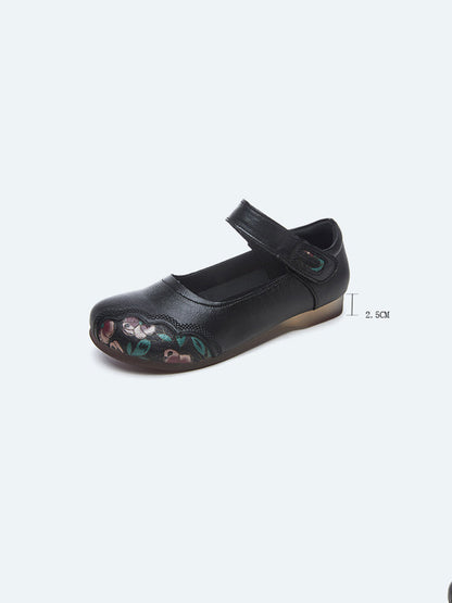 Summer Flower Spliced Leather Shoes Xx1052