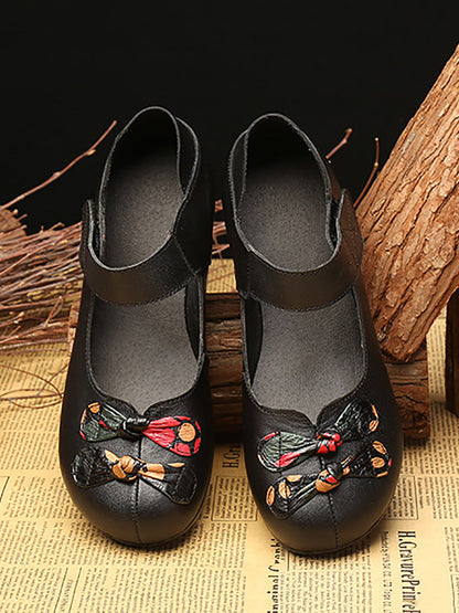 Summer Leather Spliced Mid-heel Shoes Ii1014