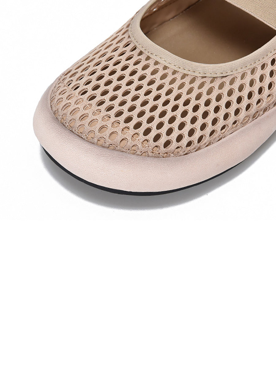 Low Heel Leather Summer Mesh Shoes