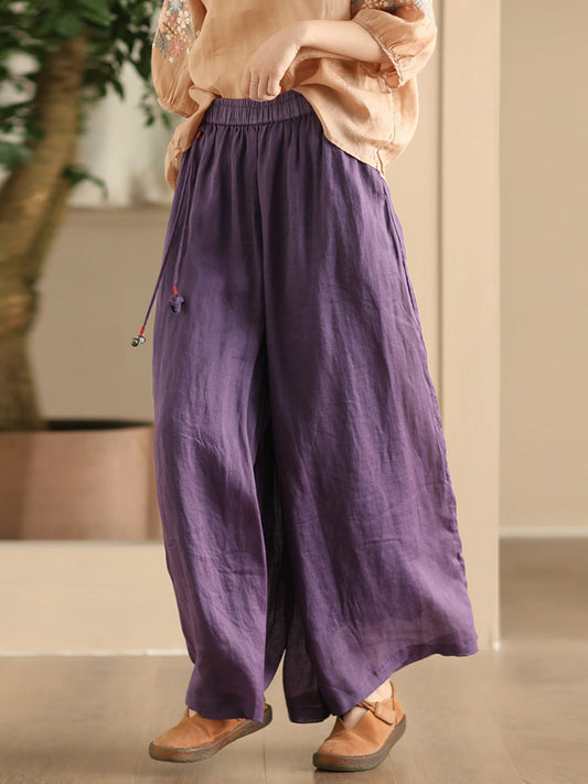 Summer Dual-layer Wide-leg Ramie Pants Fd049