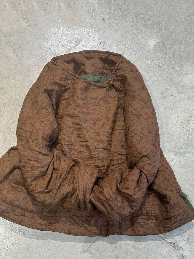 Autumn Flower O-neck Ramie Padded Coat Qn021