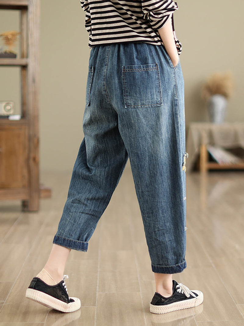 Summer Patch Spliced Denim Harem Pants Cv1044