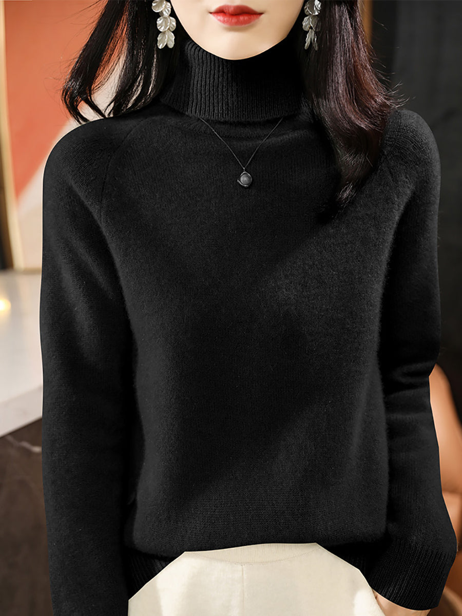 Autumn Knit 100%wool Turtleneck Sweater Qm031