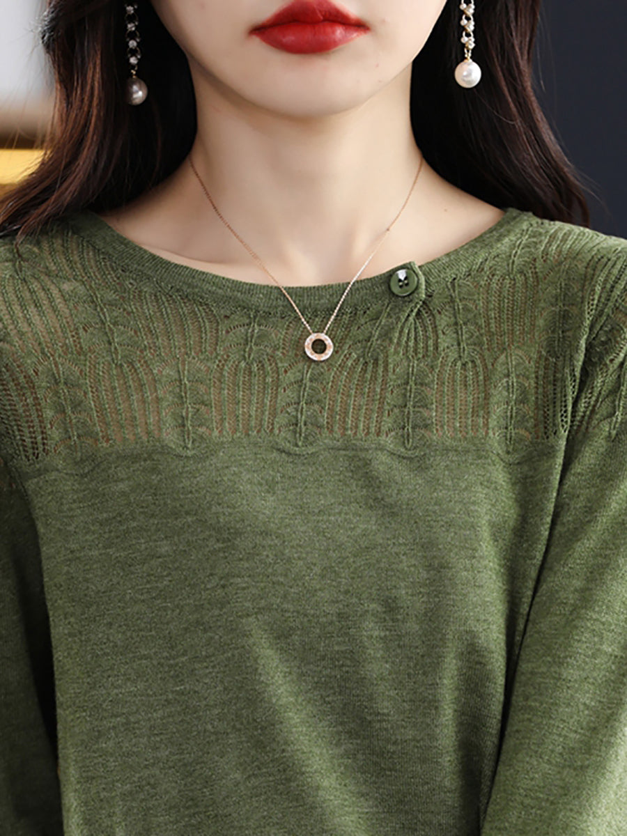 Autumn Knit 100%wool O-neck Sweater Qm019