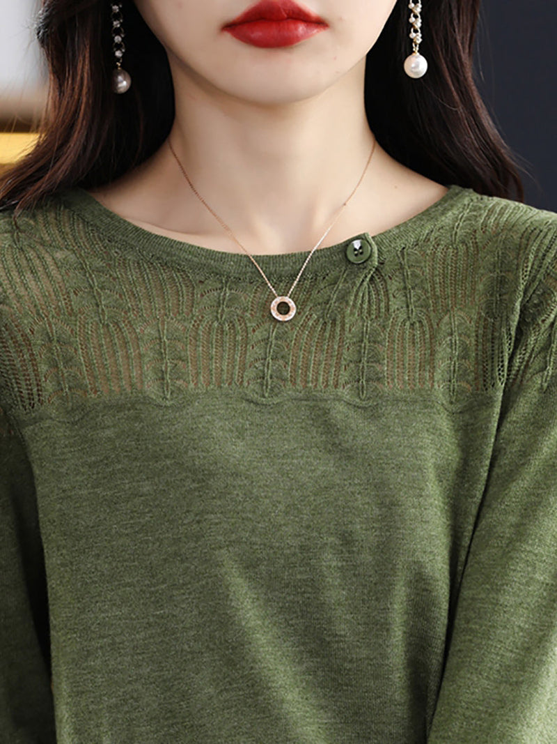 Autumn Knit 100%wool O-neck Sweater Qm019