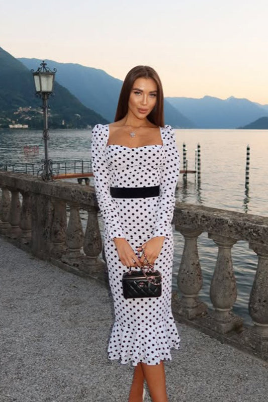 Polka Dot Mermaid Hem Maxi Dress