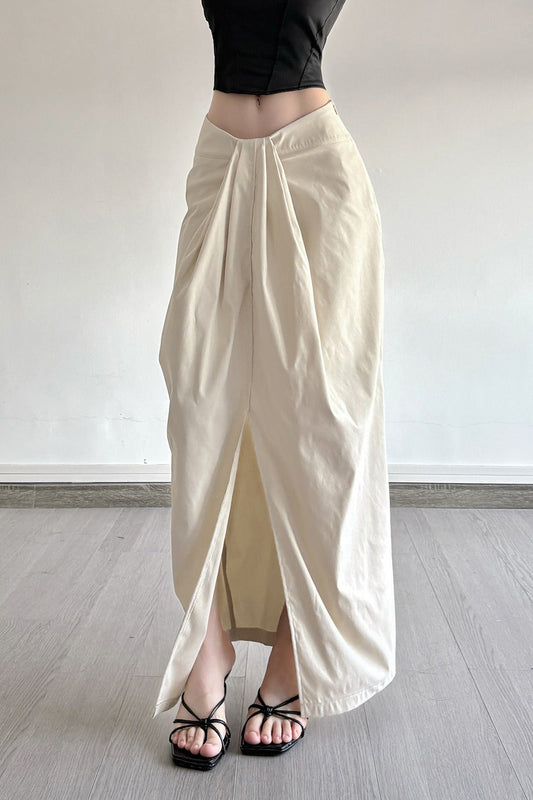 Knotted Waist High-slit Bodycon Skirt