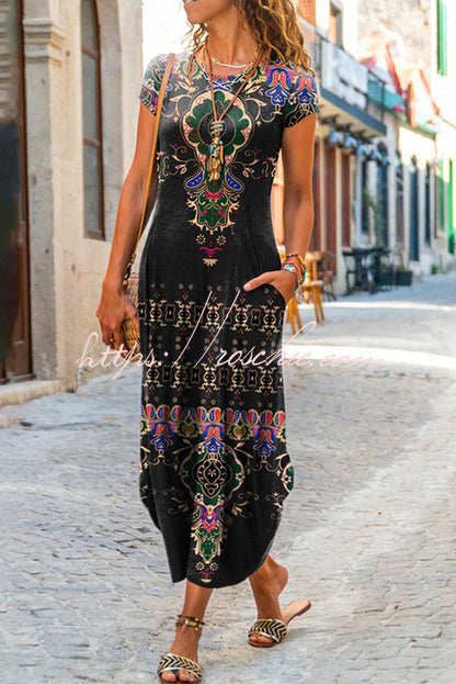 Ada Pocketed Daily /vacation Stretch Midi Dress