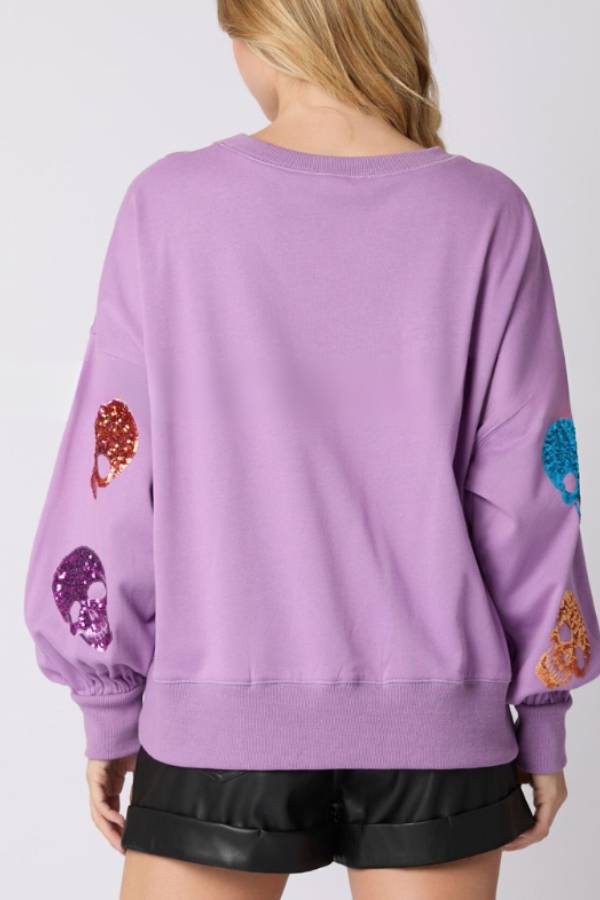 Halloween Skull Sequined Loose Sweatshirt
