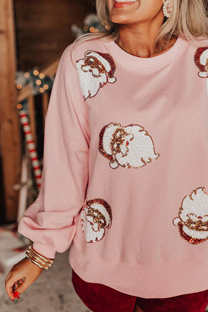 Christmas Claus Sequined Loose Sweatshirt