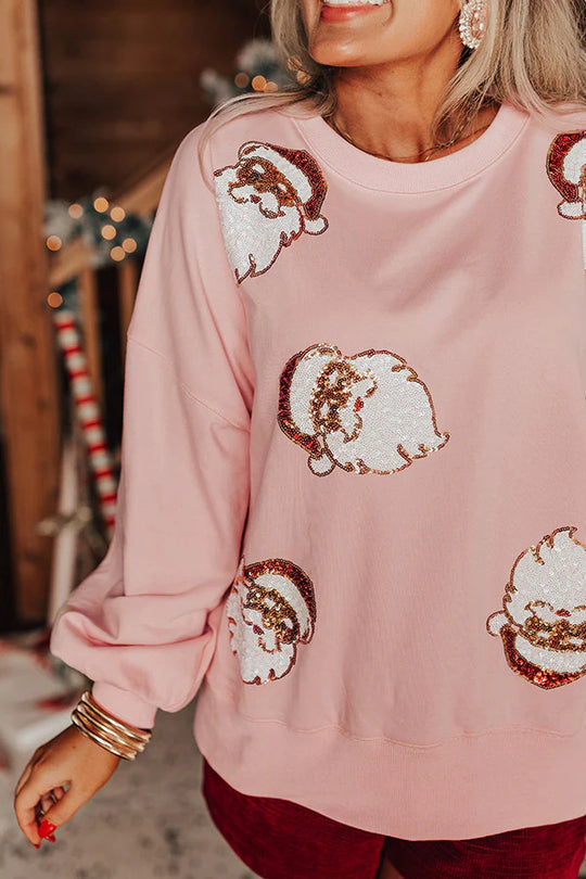 Christmas Claus Sequined Loose Sweatshirt
