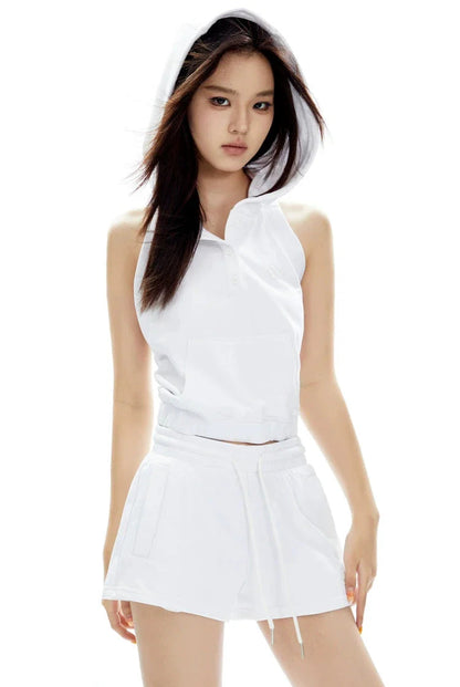 Sleeveless Hoodie and Shorts Set