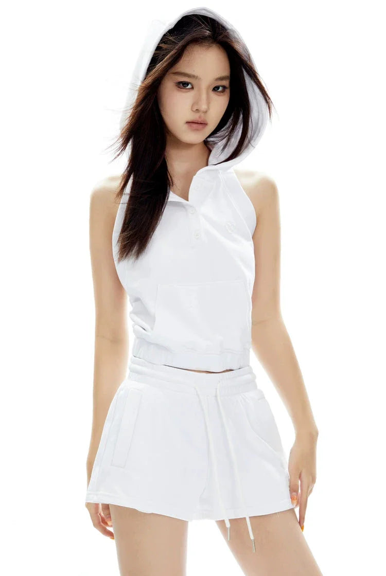 Sleeveless Hoodie and Shorts Set