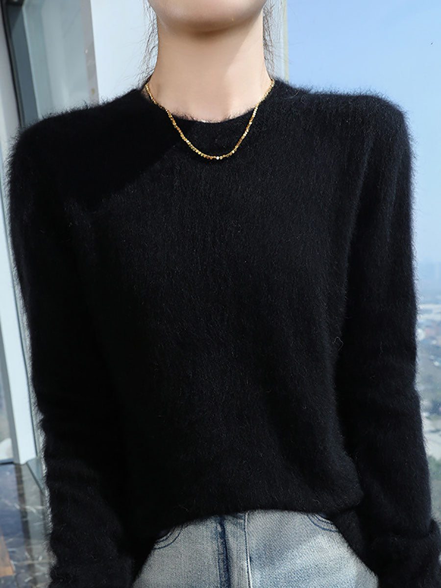Autumn O-neck Soft 100%wool Sweater Qu030