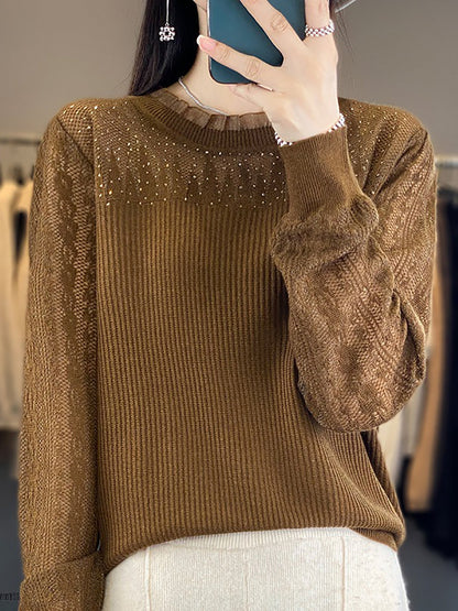 Autumn Lace Knit Sweater Qm030