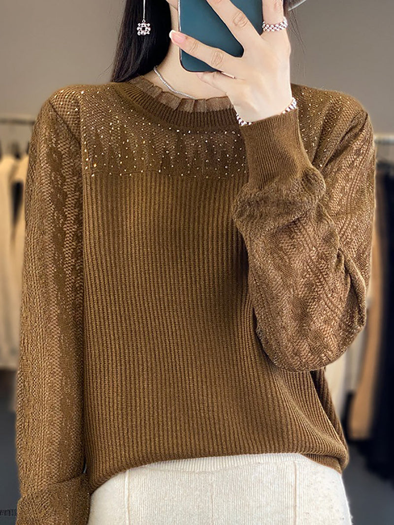 Autumn Lace Knit Sweater Qm030