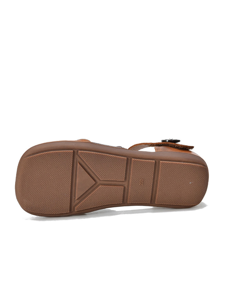 Summer Colorblock Leather Flat Shoes Aa1050
