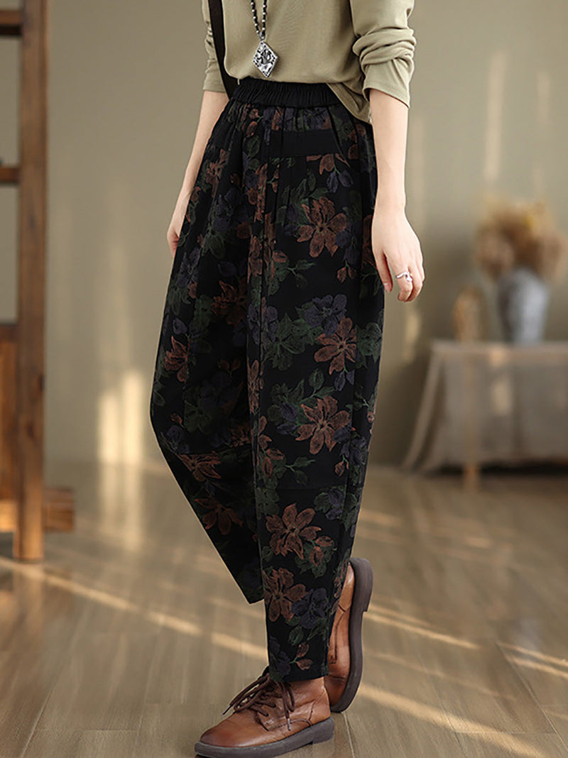 Autumn Flower Cotton Harem Pants Ai1038