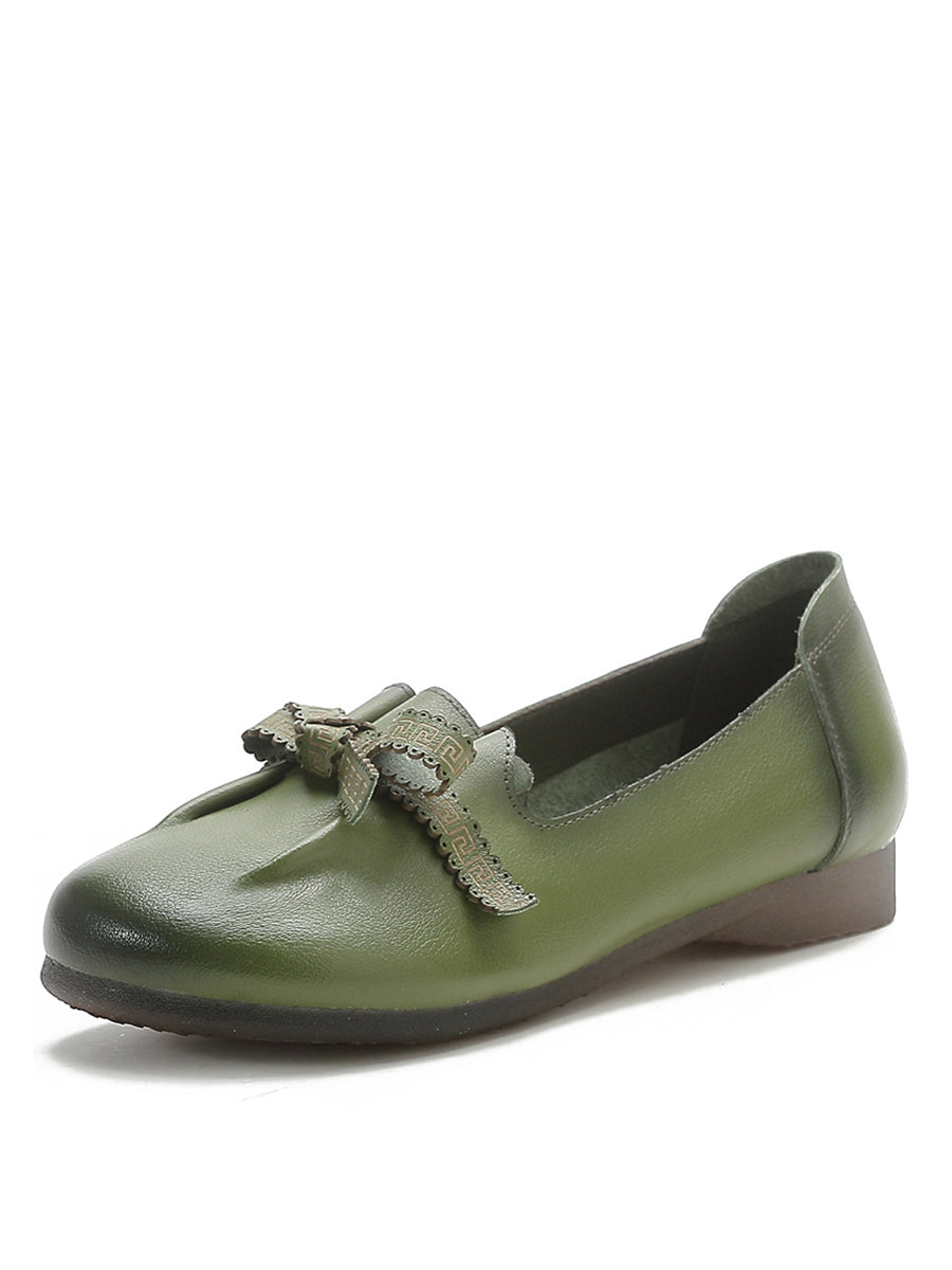 Summer Bowknot Spliced Leather Shoes Rr1049
