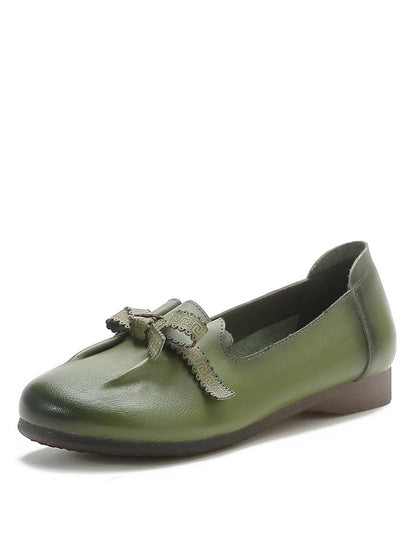 Summer Bowknot Spliced Leather Shoes Rr1049