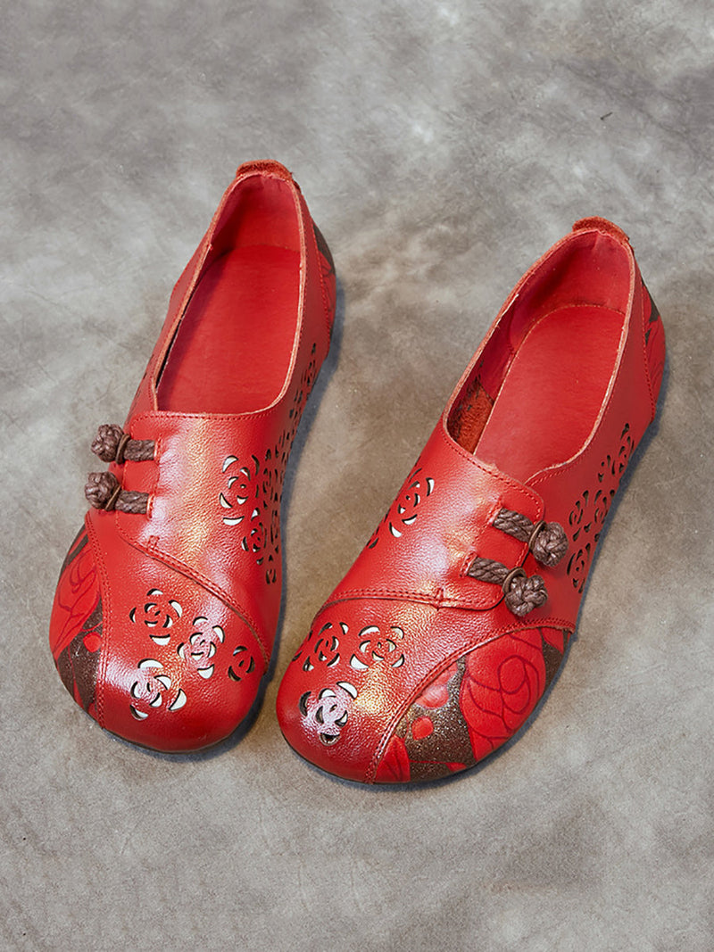 Colorblock Cutout Leather Low Heel Shoes Xx1048
