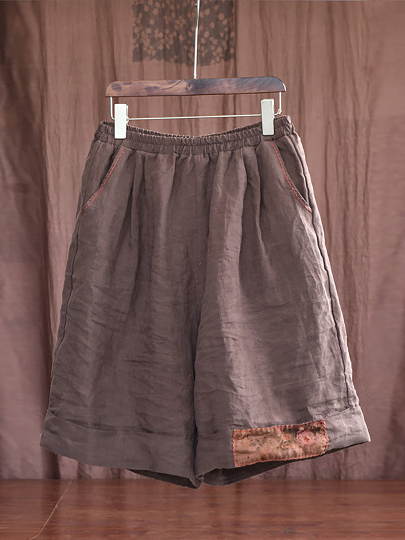Patch Stitching Loose Short Pants Hh052