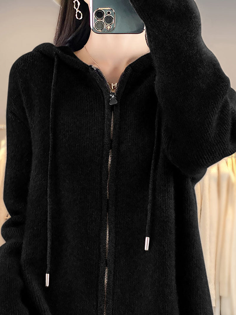 Autumn 100%wool Hooded Cardigan Sweater Ba1059