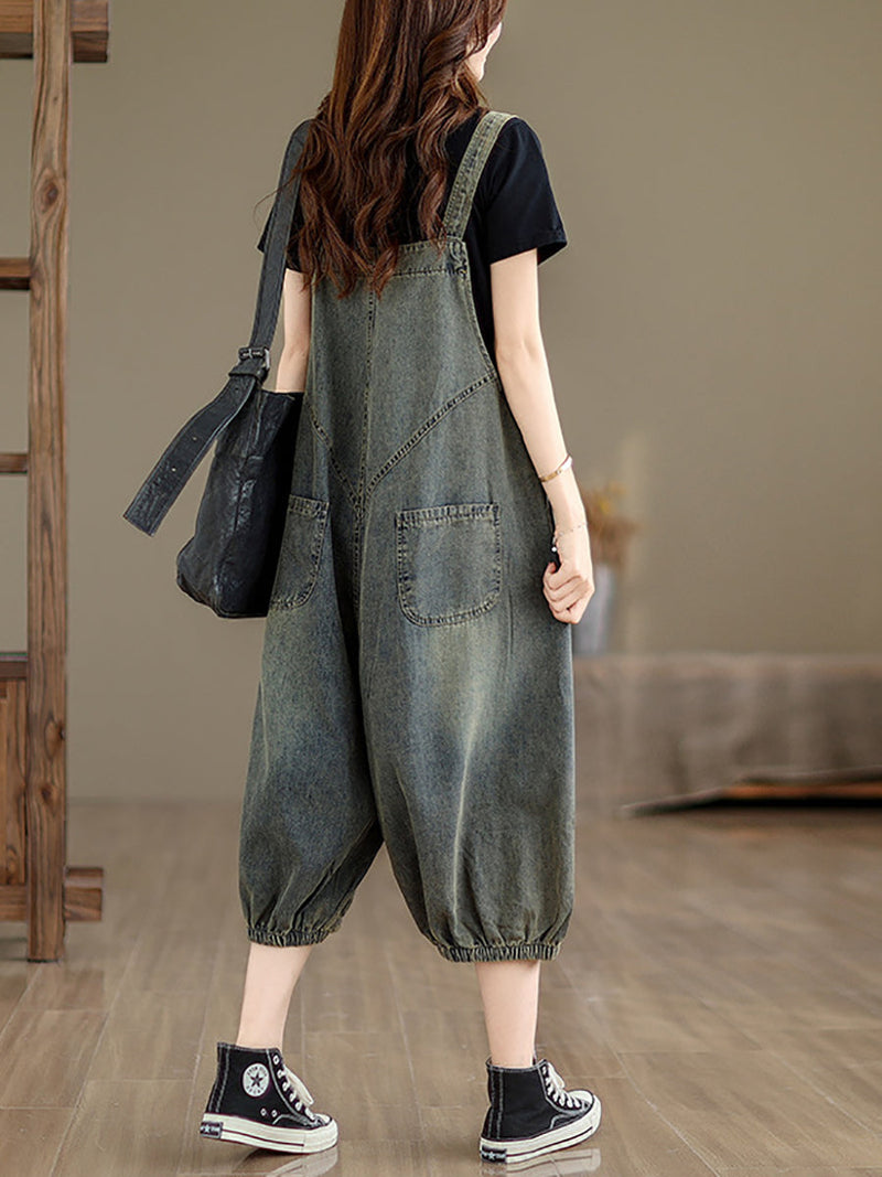 Retro Summer Pocket Denim Jumpsuits Fg1035