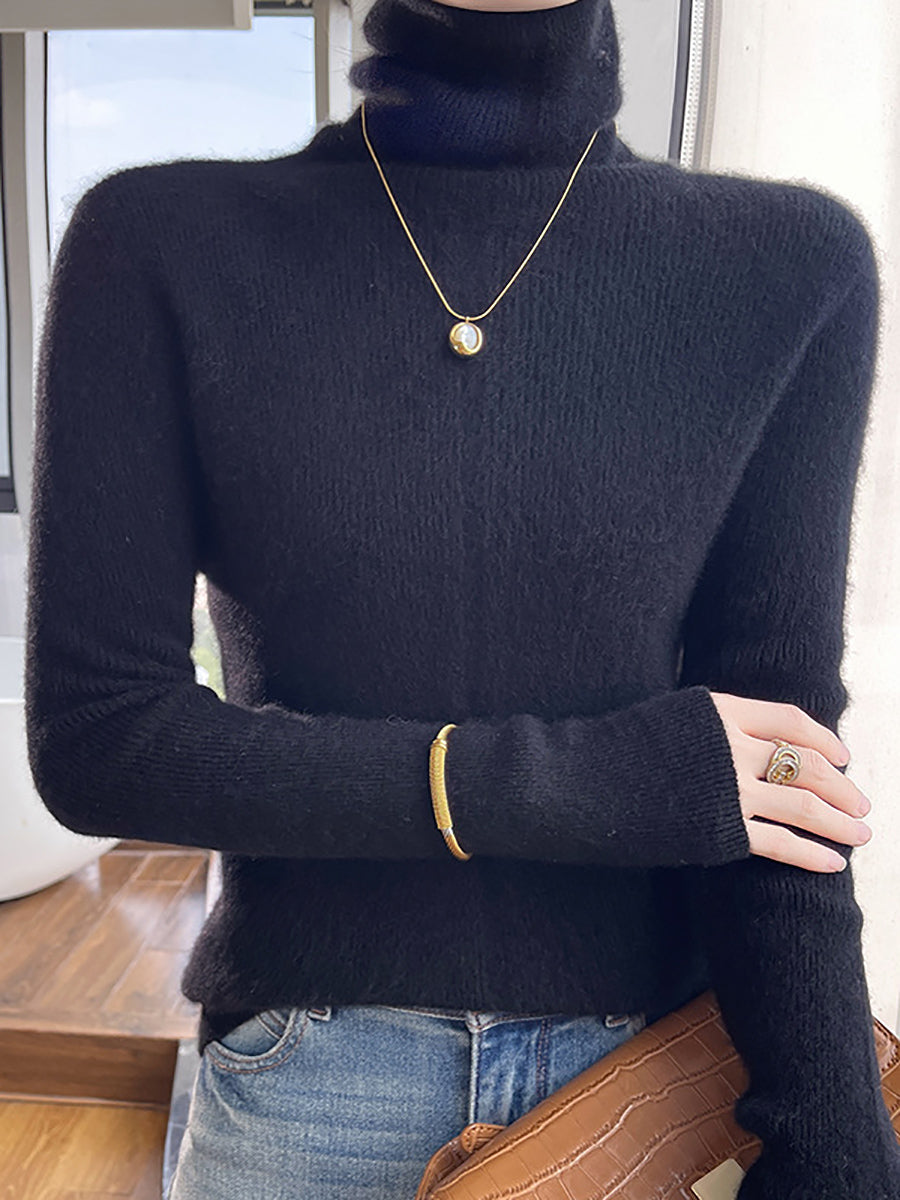 Autumn Turtleneck 100%wool Soft Sweater Qu013