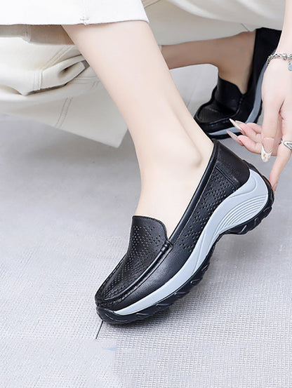 Summer Leather Cutout Platform Shoes Sc1039