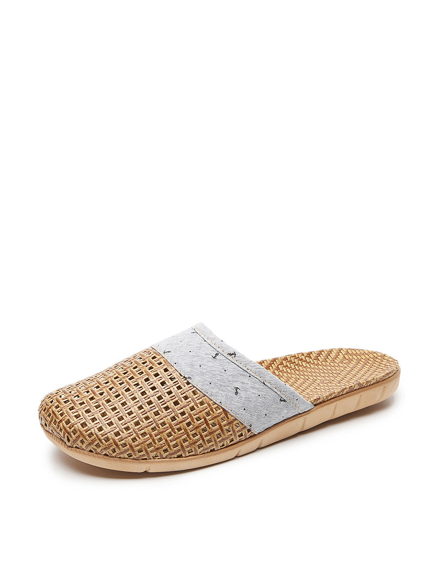 Summer Bamboo Weaving Spliced Slippers Fg1022