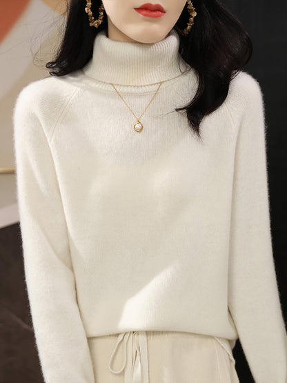 Autumn Knit 100%wool Turtleneck Sweater Qm031