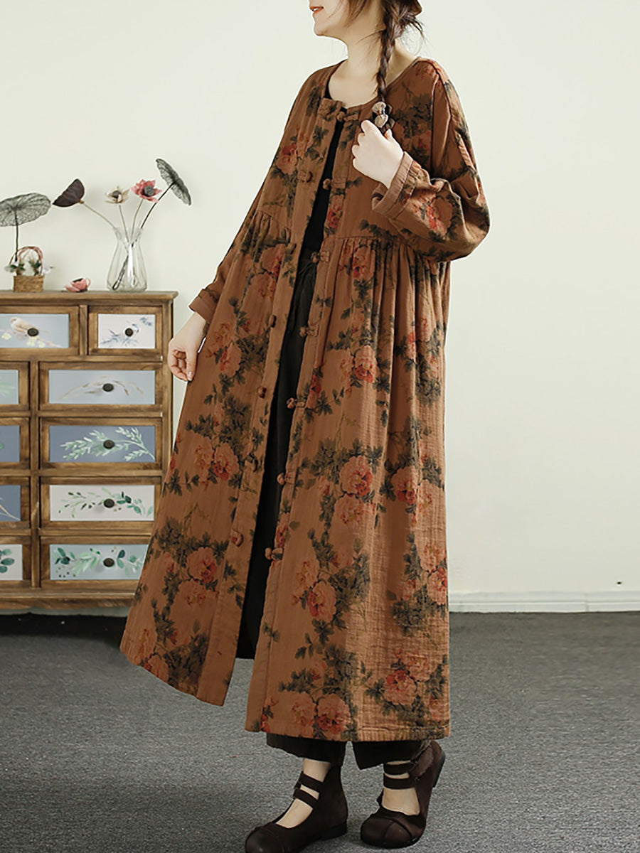 Flower Button Linen Shirt Coat Ai1017