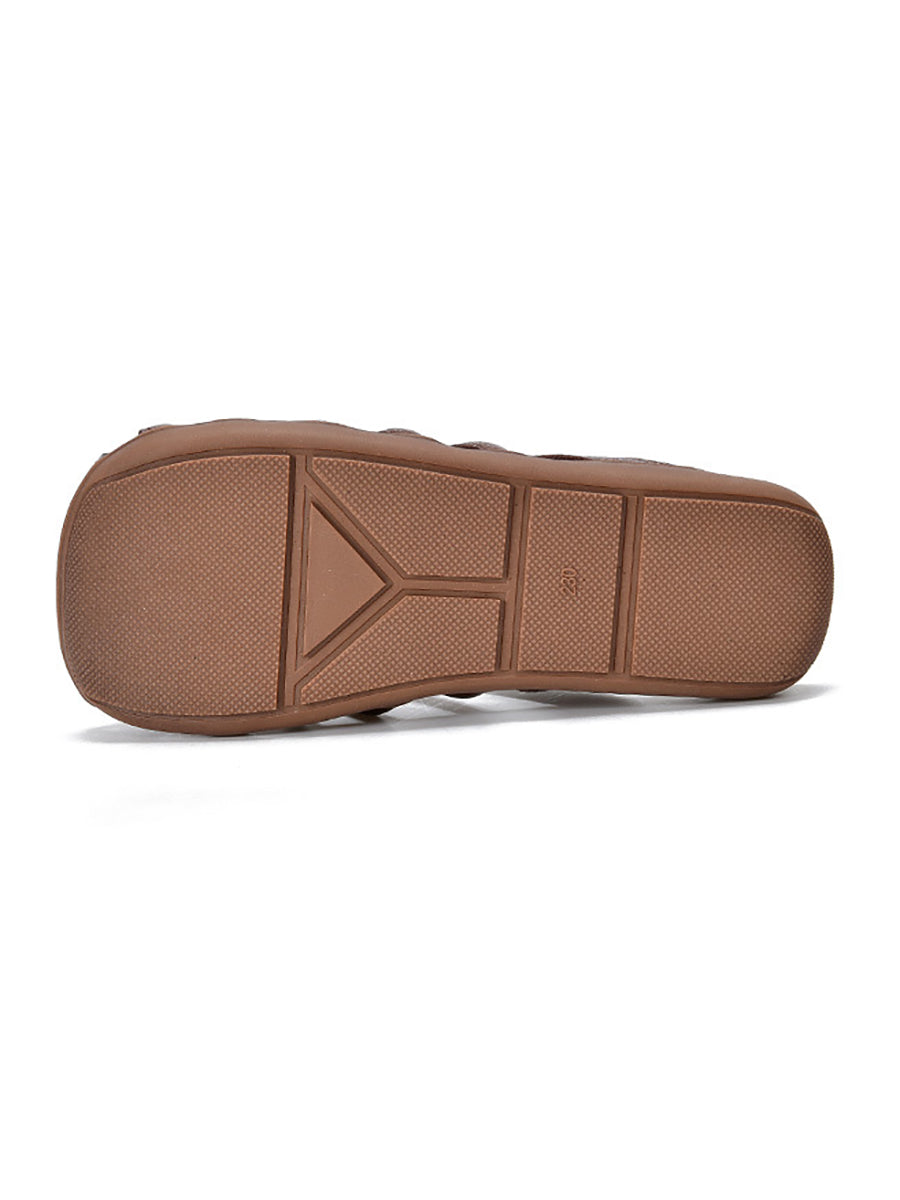 Summer Leather Spliced Flat Slippers Ui1025
