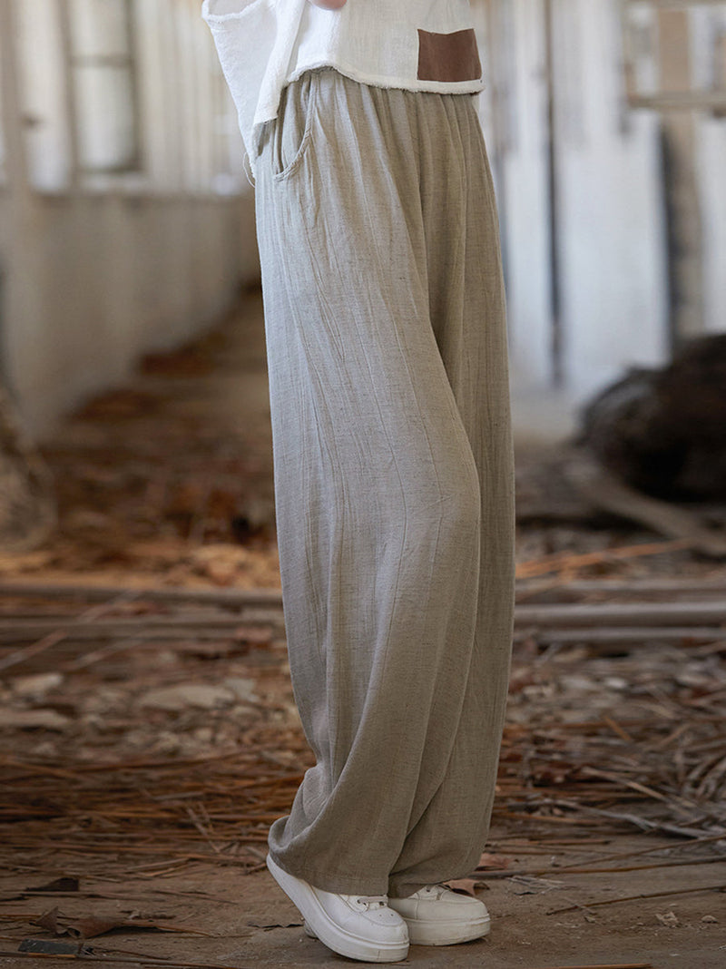 Summer Tie-dye Straight-leg Linen Pants Cv1013