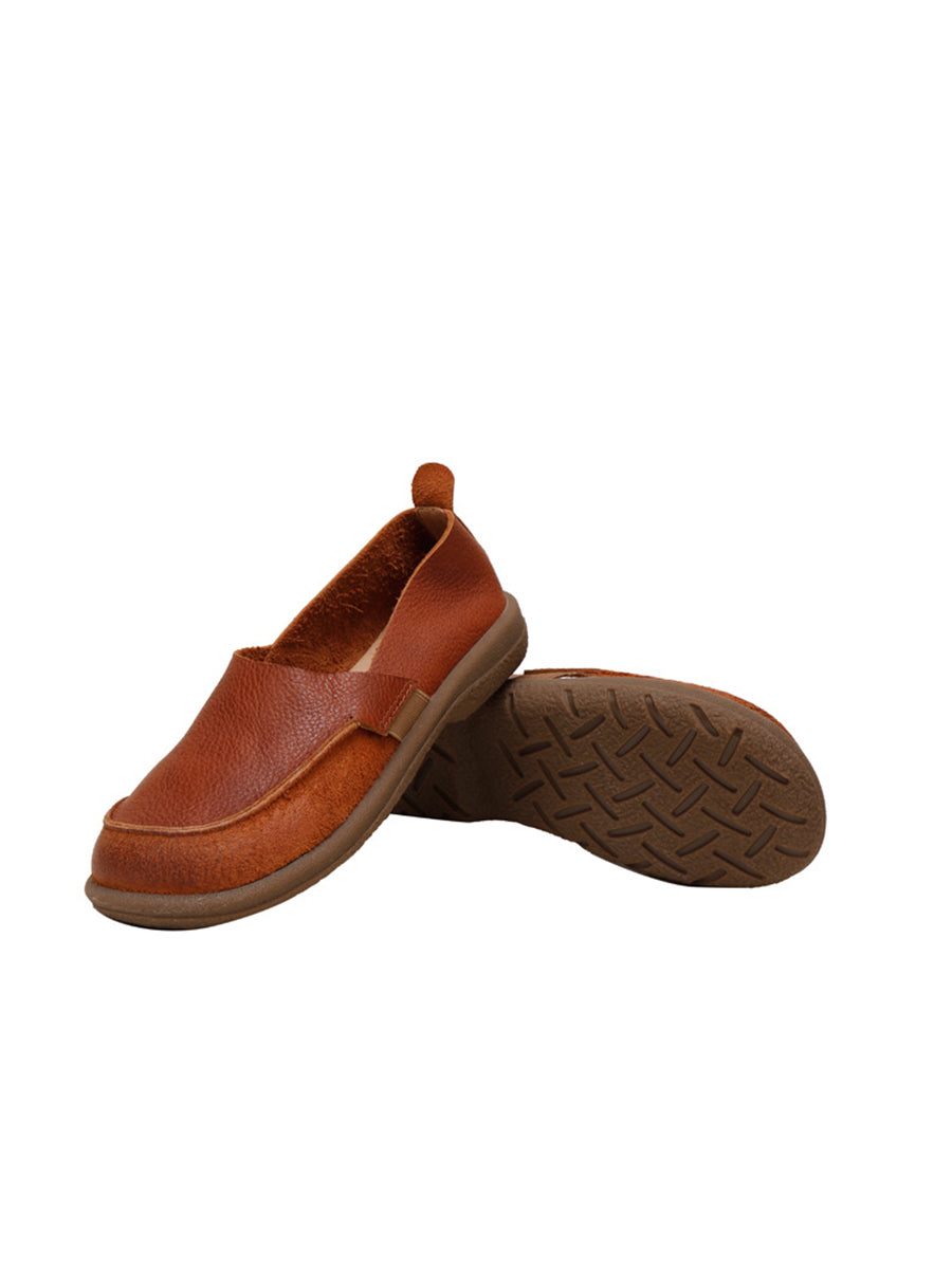 Summer Soft Leather Spliced Low-heel Shoes Aa1016