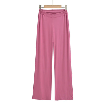 Low Waist Zipper Fitness Pants Draped Wide Leg Pants Home Sports Drag Pants