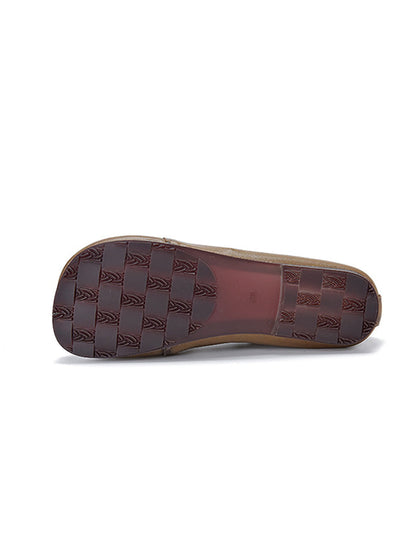 Summer Retro Leather Square Toe Flat Shoes Cx041
