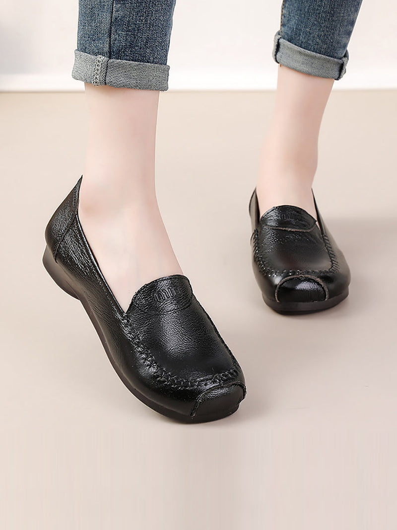 Summer Soft Leather Stitching Flat Shoes Pp1031