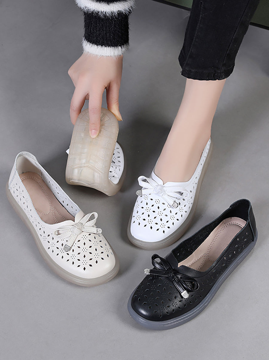 Summer Cutout Leather Flat Shoes Kl1043