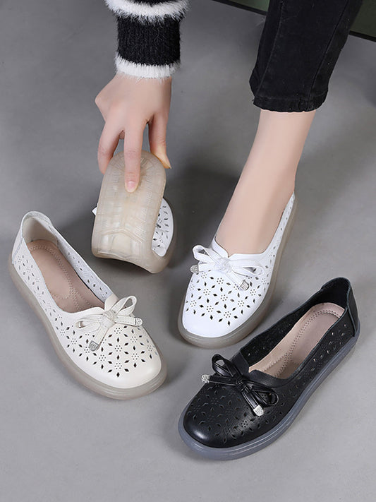 Summer Cutout Leather Flat Shoes Kl1043