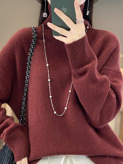 Autumn Turtleneck 100%wool Sweater Qu012