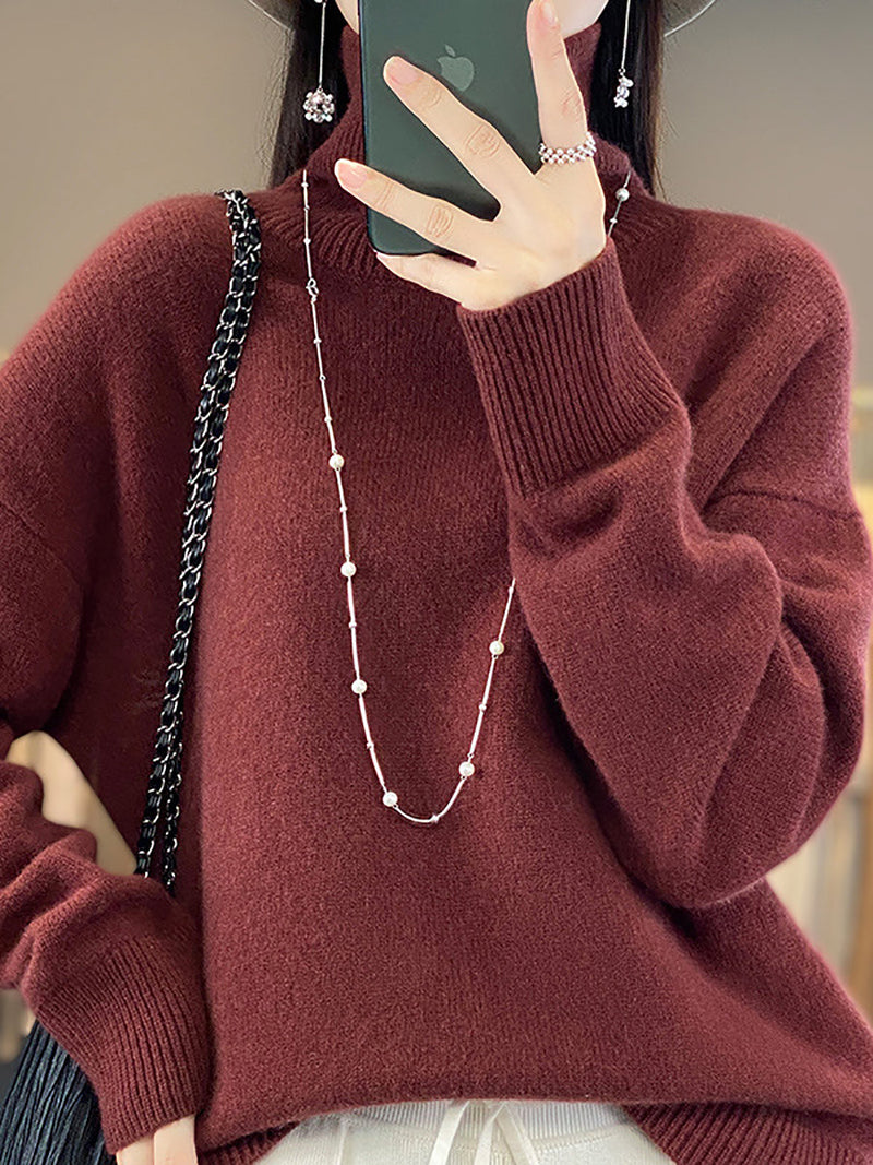 Autumn Turtleneck 100%wool Sweater Qu012