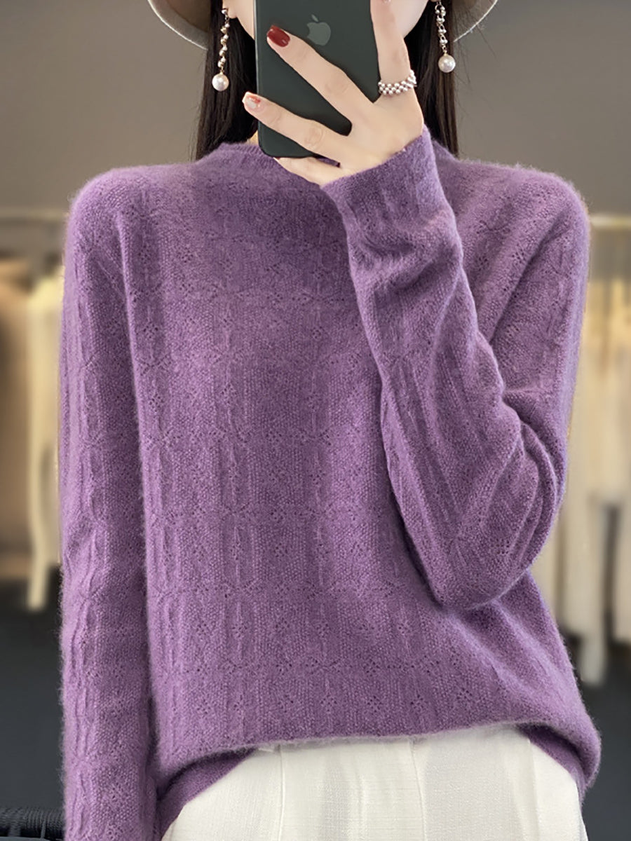Autumn Turtleneck 100%wool Knit Sweater Qu028