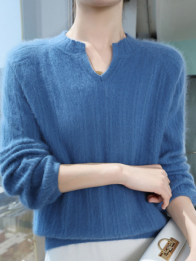 Autumn V-neck Wool Warm Knit Sweater Av1013