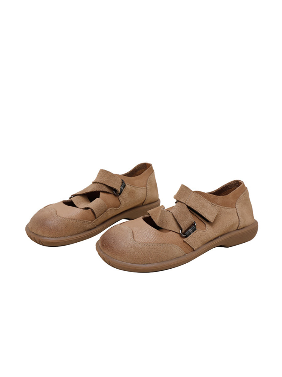 Summer Leather Spliced Low Heel Shoes Aa1047
