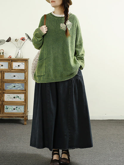 Autumn O-neck Knit Sweater F4211