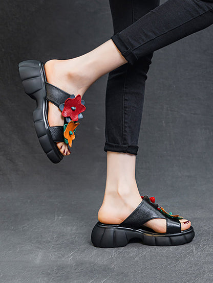 Summer Leather Spliced Star Platform Sandal Ty1033