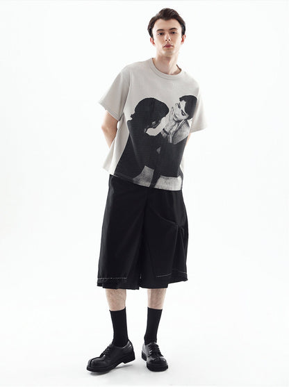 Wide-cut Contrast Shorts